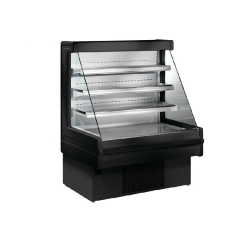 Vitrine réfrigérée semi-verticale DINA EUROVITRINE - 1m, 1.20m ou 1.50m, noir ou gris, 3 niveaux + base, groupe intégré