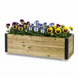 HORTALIA Jardinière Extérieure en Bois avec Renfort en Aluminium GHIO – Terrasse, Jardin ou Balcon – 120x45x40 cm - marron Bois manufacturé 700