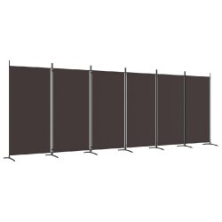 Décoshop26 - Séparateur de pièce cloison 6 panneaux 520 x 180 cm tissu marron et fer DEC031089 - marron 3000258281890