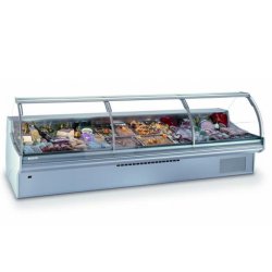Vitrine réfrigérée boucherie/charcuterie/fromage Kai - acier laqué gris avec évaporateur anti-corrosion et options personnalisables