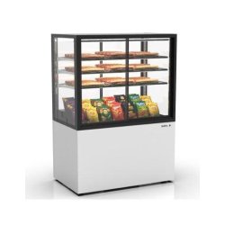 Vitrine neutre INTEGRA sur base - 1000 mm - 4 niveaux - H1400 mm - IN100/80-140N | Sayl Barcelona- Accès avant et arrière - blanc 674005070360