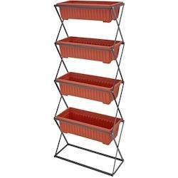Tectake Jardinière verticale avec 4 bacs à fleurs 52 x 21 x 127 cm 52 x 21 x 127 cm Marron - marron plastique polypropylène 403445