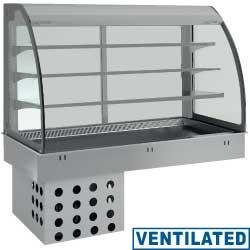 Élément top et vitrine réfrigérée ventilée - 3 niveaux ouverts avec rideau - 4x GN 1/1 - DPA/TVA315