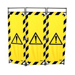 Barrière d'intervention 3 panneaux PVC ou Inox 304 - 1800 / INOX 304 / Danger