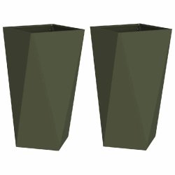 Helloshop26 - Lot de 2 jardinières modernes pour extérieur 40 x 40 x 75 cm en acier vert olive 02_0053027 02_0053027 - vert acier 3000237714227