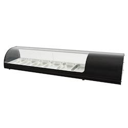 Vitrine réfrigérée pour tapas avec 4 gn 1/3 verre courbe - 1455x400x285 mm - 160 W 230/1V - 13C62144 Eurast - inox 13C62144