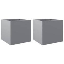 Helloshop26 - Jardinière bac lit surélevé plantes fleurs jardin terrasses lot de 2 argenté 42 x 40 x 39 cm acier galvanisé Argent 02_0039011 02_0
