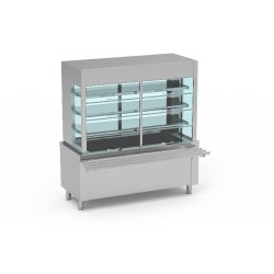 Meuble avec vitrine et cuve froide fermeture clapets sans réserve 4gn1/1-200 - 1600x700x1725 - SIVCN-160