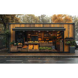 Container commercial écoresponsable pour fruits et légumes frais - LE PRIMEUR - Mobilité et durabilité- Duneloft