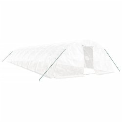 Helloshop26 - Serre tente abri plante fleur légumes avec cadre en acier 80 m² 16 x 5 x 2,3 m blanc 02_0044633 - blanc acier 3000220240009