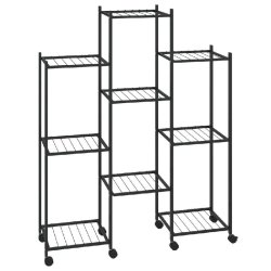 Helloshop26 - Jardinière sur roues pratique 83 x 25 x 104 cm design moderne intérieur extérieur en fer noir - noir 3000234590077