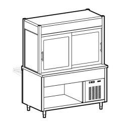 Vitrine réfrigérée 2 niveaux avec plan réfrigéré sur armoire ouverte, 5x GN 1/1 VIRTUS IIA5047