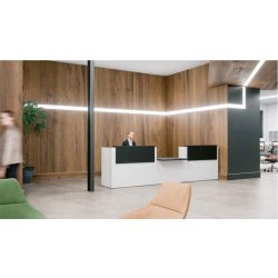Fifty-full - Banque d'accueil moderne et fonctionnelle avec modules hauts et bas, adaptée PMR