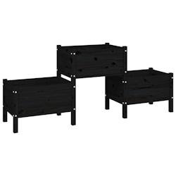 Helloshop26 - Jardinière bac lit surélevé plantes fleurs terrasse jardin 178,5 x 44 x 75 cm bois massif de pin noir 02_0037468 - noir Bois massif 3