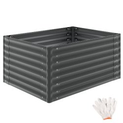 TecTake GmbH tectake Jardinière surélevée Salvia acier galvanisé 120x90x62cm 650L carré potager bac jardinage ergonomique légumes herbes aromati