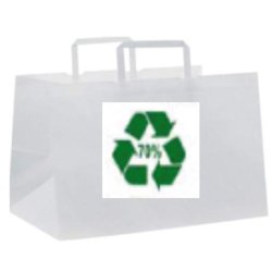 250 Sacs personnalisés, papier recyclé brun ou blanc, à poignées plates, 260x190x250 mm - SKFTPPBC-DN06/2P