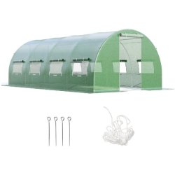 Helloshop26 - Serre tunnel de jardin en plain-pied 600 x 300 x 200 cm avec excellente protection et ventilation en acier galvanisé 20_0020046 - méta