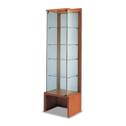 Vitrine d'exposition avec présentoir mural 60/VTVA - 64 x 46 x 218 cm - 4 tablettes en verre - Rangement intégré