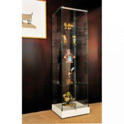 Vitrine d'exposition en colonne ALRAMI Toit verre/Socle noir
