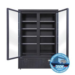 Vitrine murale réfrigérée noire 2 portes battantes température -1/+5°c - 1524 x 700 x 2000 mm - BLC1566