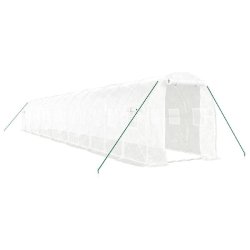 Helloshop26 - Serre tente abri plante fleur légumes avec cadre en acier 28 m² 14 x 2 x 2 m blanc 02_0044567 - blanc acier 3000220219326