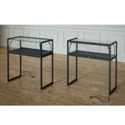 Vitrine T-Métal table 95x45xH95cm - 4 spots - noir