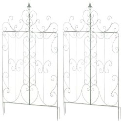 Décoshop26 - Lot de 2 treillis de jardin support pour plantes grimpantes 133x99 cm en métal vert vieilli 10_0003839 10_0003839 - métal 3000251799941