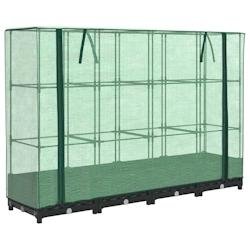 Helloshop26 - Jardinière bac lit surélevé plantes fleurs terrasse jardin surélevée avec housse aspect rotin 160 x 40 x 123 cm noir 02_0038747 - n