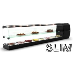 Vitrine réfrigérée slim pour tapas - 6 bacs GN 1/6 - noir - vitrage bombé - Synergies