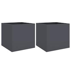 Helloshop26 - Jardinière bac lit surélevé plantes fleurs jardin terrasses lot de 2 49 x 47 x 46 cm acier anthracite 02_0038984 - acier 3000217965137