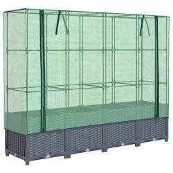 Helloshop26 - Jardinière bac lit surélevé plantes fleurs terrasse jardin surélevée avec housse aspect rotin 160 x 40 x 138 cm Blue 02_0038753 - 3