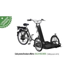 Triporteur électrique noir pour transporter un fauteuil roulant - Assistance électrique - Freins hydrauliques