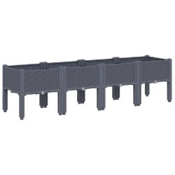 Helloshop26 - Jardinière bac lit surélevé plantes fleurs terrasse jardin avec pieds 160 x 40 x 42 cm PP gris 02_0038158 - gris 3000214113524