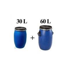 Lot de 1 fût à ouverture totale de 30 litres + 1 fût à ouverture totale de 60 litres