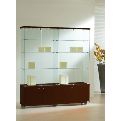 Vitrine d'exposition 16/18LMVA - bois et verre trempé - finition wengé - 157x40x181 cm