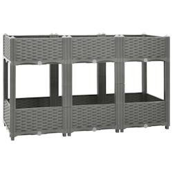 Helloshop26 - Jardinière bac lit surélevé plantes fleurs terrasse jardin 120 x 40 x 71 cm polypropylène gris 02_0039205 - gris 3000218442736