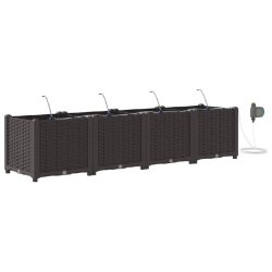 Helloshop26 - Lot de 4 cache-pots de jardin moderne 160 x 40 x 37,5 cm avec irrigation style épuré en acier marron 02_0058522 02_0058522 - marron ac