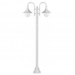 Lampadaire de parc TROM - 2 lanternes IP43 - 2 x E27 42W - Blanc - Livré avec mât hauteur 1945 mm