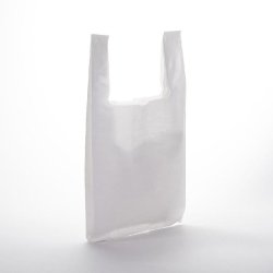 Sac bretelles réutilisables blanc PEBD 50µ 26x44+12cm - par 500 - robuste et polyvalent