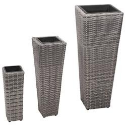 Helloshop26 - Jardinière lit surélevé plantes fleurs jardin 3 pièces résine tressée gris 02_0001345 - gris acier 3000077161533