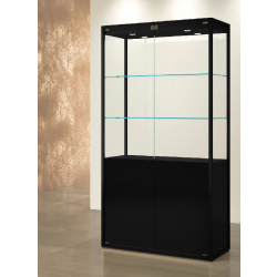 Vitrine TM/95VMVA - noir muséo - vitrine d'exposition en verre avec éclairage LED et meuble de rangement