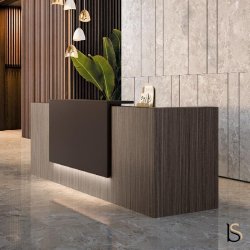Banque d'accueil Z2 cuir haut de gamme - Officity - 206, Eucalyptus, Cuir brun