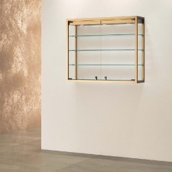 Vitrine T-Métal - murale suspendue 95x25xH80cm - 3 spots LED - bronze
