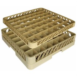 Casier de lavage verres 49 compartiments 50x50x10cm polypropylène beige
