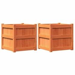 Helloshop26 - Jardinière bac lit surélevé plantes fleurs jardin terrasses lot de 2 cire bois de pin massif marron 02_0039064 - marron Bois massif 3