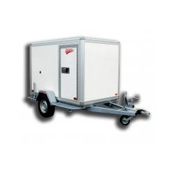 Remorque fourgon carrossée QUEMERAIS - 2.40m x 1.40m x 1.57m - 1 essieu PTC 750-1350kg - Carrosserie alu ou CPS 14mm
