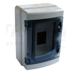 Boîte de distribution en saillie - cache translucide - rail N-PE 1×4 mod - dimensions 210×140×100mm - IP65 - 660V AC