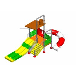Structure aquatique - ARWAPS2C - 9x7m - Hauteur 6,5m - Toboggans 1,2m
