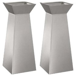 Helloshop26 - Lot de 2 jardinières pilier design contemporain extérieur 40 x 40 x 100 cm en métal argent 02_0052419 - métal 3000237408256