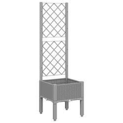 Helloshop26 - Jardinière bac lit surélevé plantes fleurs terrasse jardin avec treillis clair 40 x 40 x 142 cm PP gris 02_0038357 - gris 3000214183978